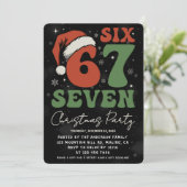 Six Seven 67 Funny Santa Hat Christmas Xmas Meme Einladung (Stehend Vorderseite)