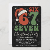 Six Seven 67 Funny Santa Hat Christmas Xmas Meme Einladung (Vorderseite)