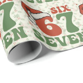 Six Seven 67 Funny Santa Hat Christmas Xmas Meme Geschenkpapier (Rolleneckpunkt)