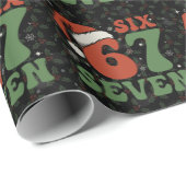Six Seven 67 Funny Santa Hat Christmas Xmas Meme Geschenkpapier (Rolleneckpunkt)