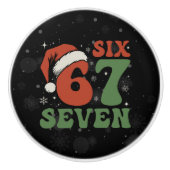 Six Seven 67 Funny Santa Hat Christmas Xmas Meme Keramikknauf (Vorderseite)