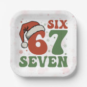 Six Seven 67 Funny Santa Hat Christmas Xmas Meme Pappteller (Vorderseite)