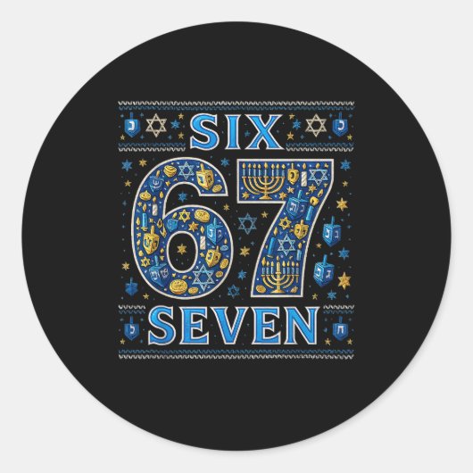 Six Seven 67 Hanukkah Festival Of Lights Quote  Runder Aufkleber (Vorderseite)