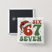 Six Seven 67 Lustiger Weihnachtsmannhut Weihnachte Button (Vorne & Hinten)