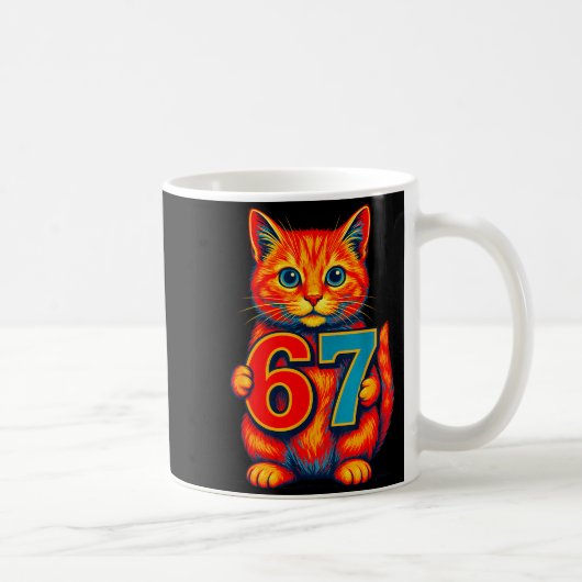 Six Seven 67 Meme 6 7 Cat Youth Boy Girl Kaffeetasse (Rechts)
