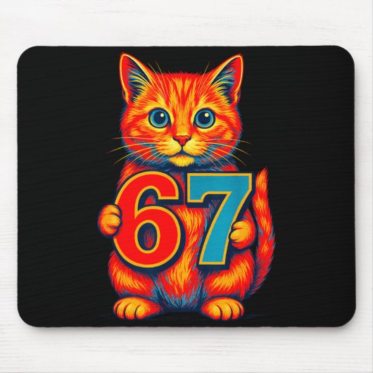 Six Seven 67 Meme 6 7 Cat Youth Boy Girl  Mousepad (Vorne)