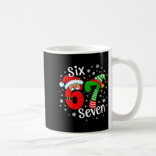 Six Seven 67 Meme 6 7 Elf Santa Christmas Kaffeetasse (Rechts)