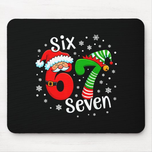 Six Seven 67 Meme 6 7 Elf Santa Christmas Mousepad (Vorne)