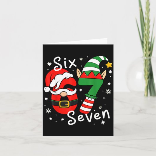Six Seven 67 Meme 6 7 Elf Santa Christmas Pajamas Karte (Vorderseite)