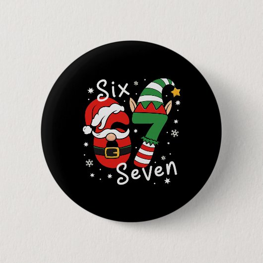 Six Seven 67 Meme 6 7 Elf Santa Weihnachts-Pyjama Button (Vorderseite)