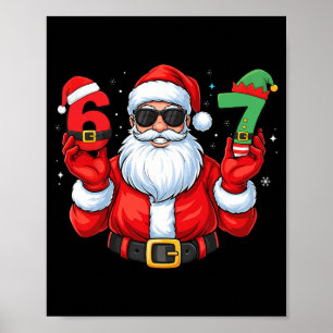 Six Seven 67 Meme 6 7 Elf Santa Weihnachts-Pyjama Poster