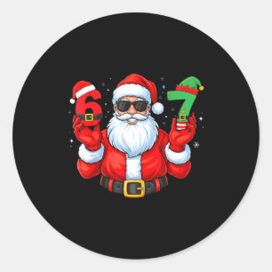 Six Seven 67 Meme 6 7 Elf Santa Weihnachts-Pyjama  Runder Aufkleber