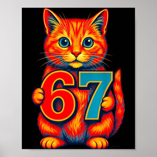 Six Seven 67 Meme 6 7 Katze Jugend Junge Mädchen Poster (Vorne)