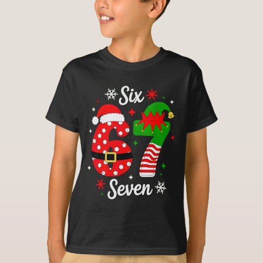 Six Seven 67 Meme 6 7 Santa Christmas Pajamas Kids T-Shirt (Vorderseite)