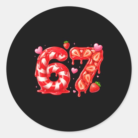 Six Seven 67 Meme 6 7 Valentines Day Heart Men Wom Runder Aufkleber (Vorderseite)