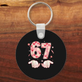 Six Seven 67 Meme 6 7 Valentines Day Heart Men Wom Schlüsselanhänger (Vorderseite)