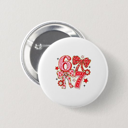 Six Seven 67 Meme Coquette Bow 6 7 Valentines Day Button (Vorne & Hinten)