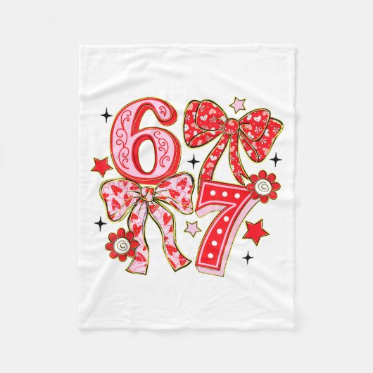 Six Seven 67 Meme Coquette Bow 6 7 Valentines Day  Fleecedecke (Vorderseite)