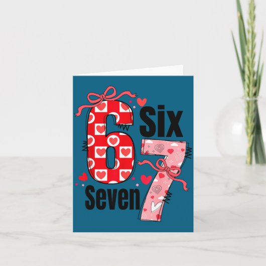 Six Seven 67 Meme Coquette Bow 6 7 Valentines Day Karte (Vorderseite)