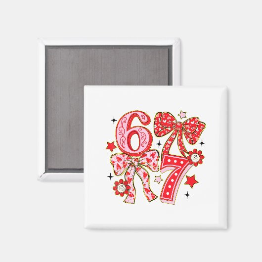 Six Seven 67 Meme Coquette Bow 6 7 Valentines Day  Magnet (Vorderseite/Rückseite)