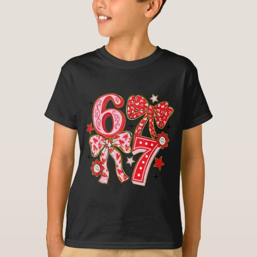 Six Seven 67 Meme Coquette Bow 6 7 Valentines Day T-Shirt (Vorderseite)