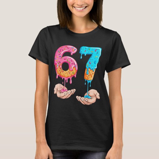 Six Seven 67 Meme Eis Drip Lustig T-Shirt (Vorderseite)