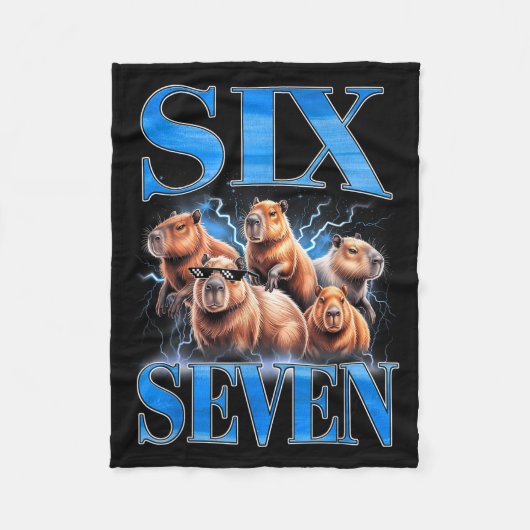 Six Seven 67 Meme Funny Capybara Bootleg Graphic Fleecedecke (Vorderseite)