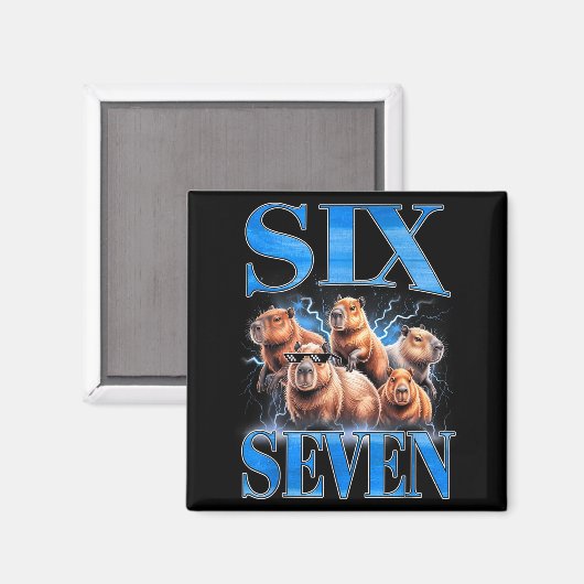 Six Seven 67 Meme Funny Capybara Bootleg Graphic Magnet (Vorderseite/Rückseite)