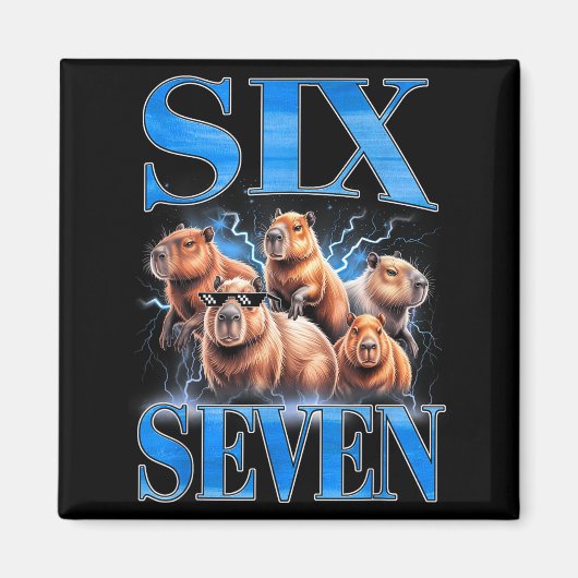 Six Seven 67 Meme Funny Capybara Bootleg Graphic  Magnet (Vorne)