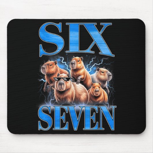 Six Seven 67 Meme Funny Capybara Bootleg Graphic  Mousepad (Vorne)