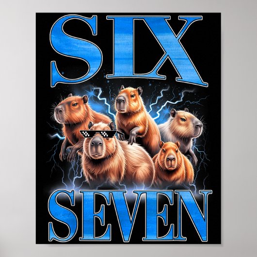 Six Seven 67 Meme Funny Capybara Bootleg Graphic  Poster (Vorne)