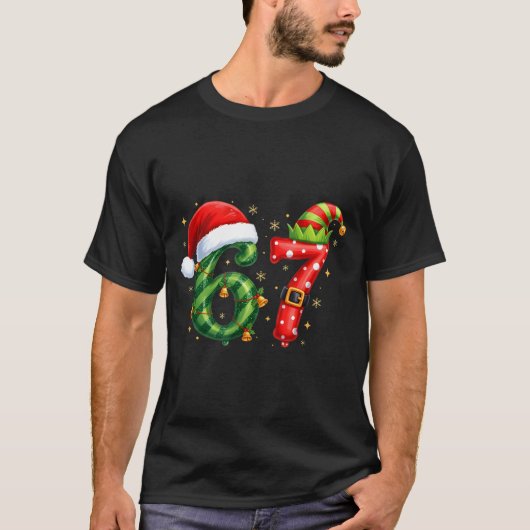 Six Seven 67 Meme Funny Christmas Santa Gen Alpha  T-Shirt (Vorderseite)