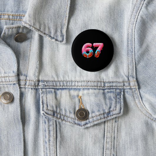 Six Seven 67 Meme Funny Donut Ice Cream Drip Numbe Button (Beispiel)