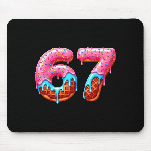 Six Seven 67 Meme Funny Donut Ice Cream Drip Numbe Mousepad (Vorne)
