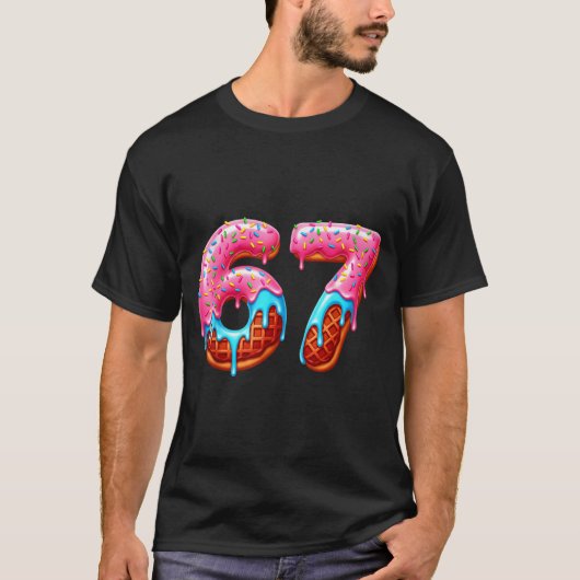 Six Seven 67 Meme Funny Donut Ice Cream Drip Numbe T-Shirt (Vorderseite)