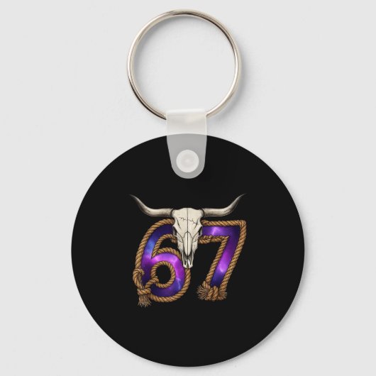Six Seven 67 Meme Funny Western Cowboy Bull Skull Schlüsselanhänger (Vorderseite)