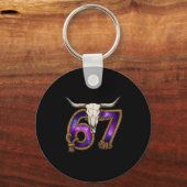 Six Seven 67 Meme Funny Western Cowboy Bull Skull Schlüsselanhänger (Vorderseite)