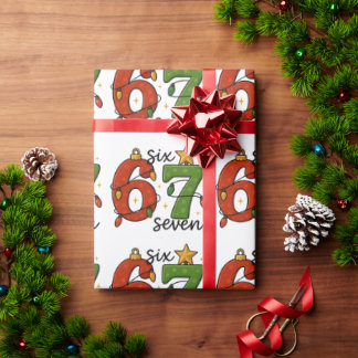 Six Seven 67 Meme Funny Xmas Christmas Geschenkpapier