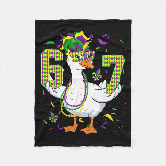 Six Seven 67 Meme Goose With Jester Hat &amp; Bead Fleecedecke (Vorderseite)