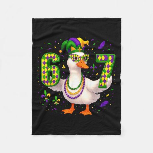 Six Seven 67 Meme Goose With Jester Hat &amp; Bead Fleecedecke (Vorderseite)