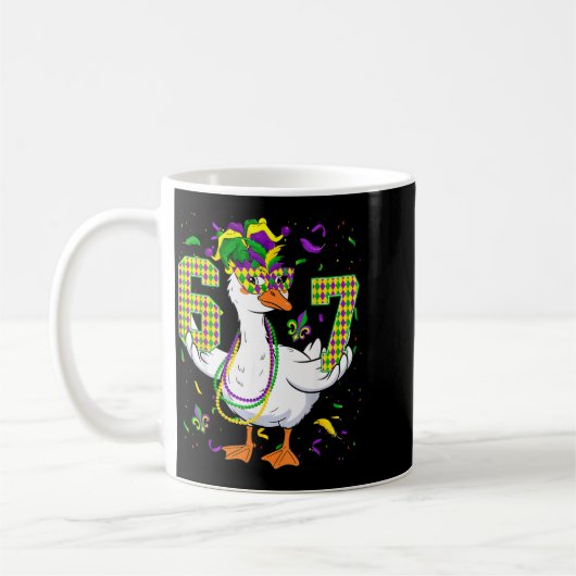 Six Seven 67 Meme Goose With Jester Hat &amp; Bead Kaffeetasse (Links)