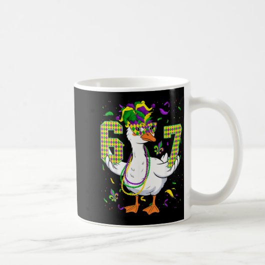 Six Seven 67 Meme Goose With Jester Hat & Bead Kaffeetasse (Rechts)