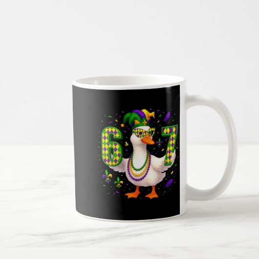 Six Seven 67 Meme Goose With Jester Hat & Bead Kaffeetasse (Rechts)