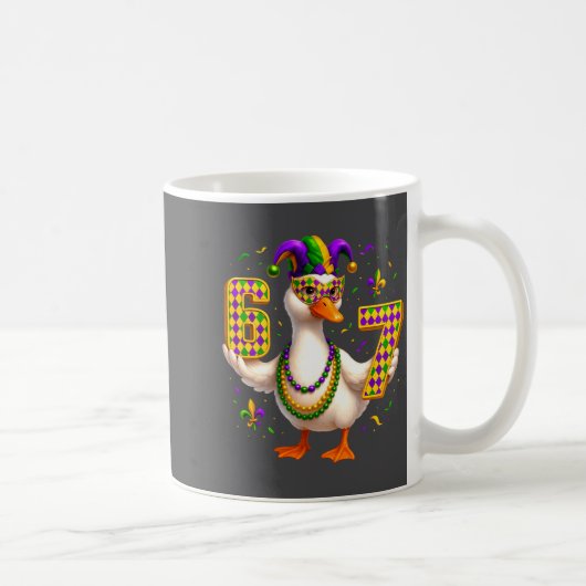 Six Seven 67 Meme Goose With Jester Hat &amp; Bead Kaffeetasse (Rechts)