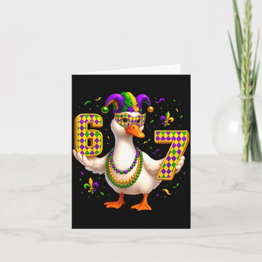 Six Seven 67 Meme Goose With Jester Hat &amp; Bead Karte (Vorderseite)