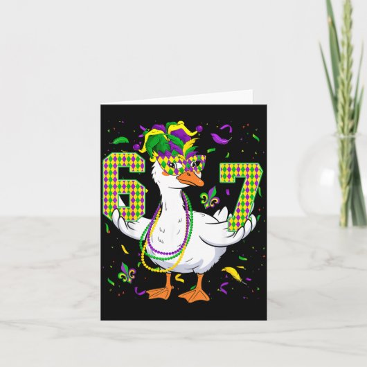 Six Seven 67 Meme Goose With Jester Hat &amp; Bead Karte (Vorderseite)
