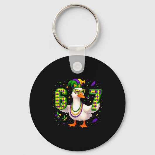 Six Seven 67 Meme Goose With Jester Hat & Bead Schlüsselanhänger (Vorderseite)