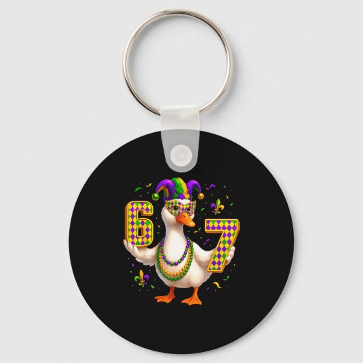 Six Seven 67 Meme Goose With Jester Hat & Bead Schlüsselanhänger (Vorderseite)