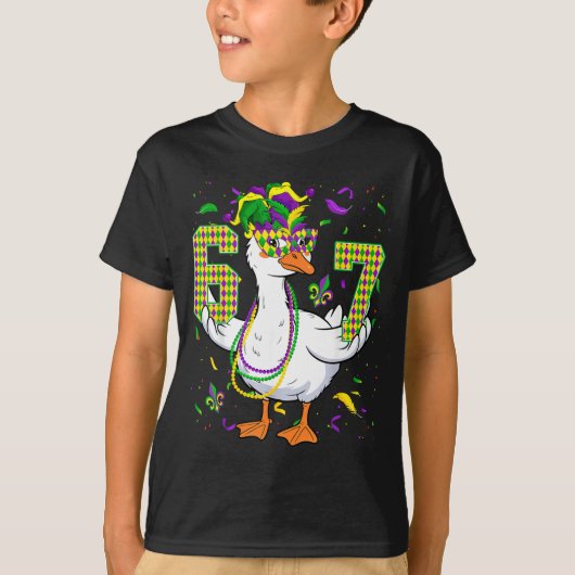 Six Seven 67 Meme Goose With Jester Hat &amp; Bead T-Shirt (Vorderseite)