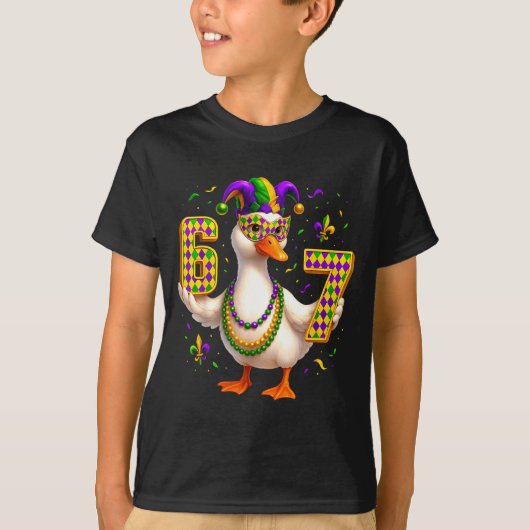 Six Seven 67 Meme Goose With Jester Hat &amp; Bead T-Shirt (Vorderseite)